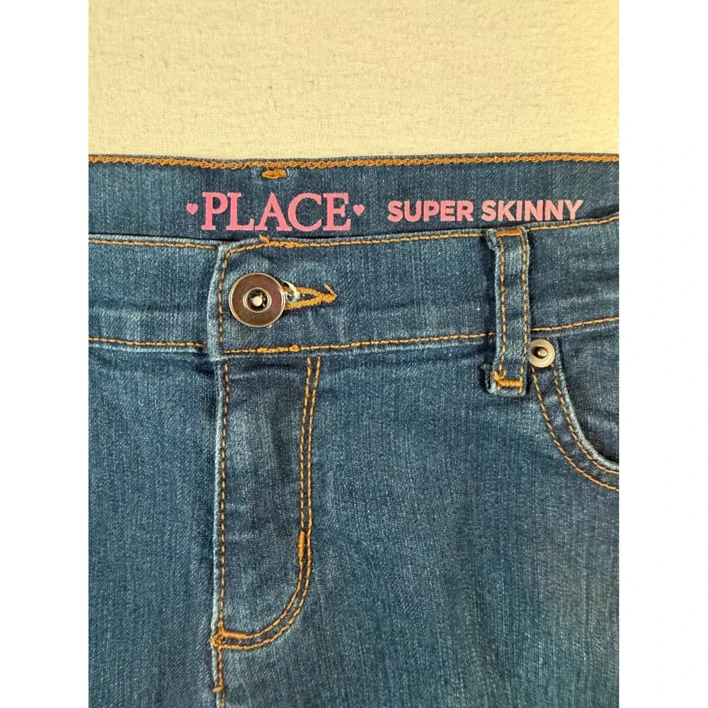 The Childrens Place Girls Super Skinny Jeans Blue Dark Wash Size 14 Adjustable